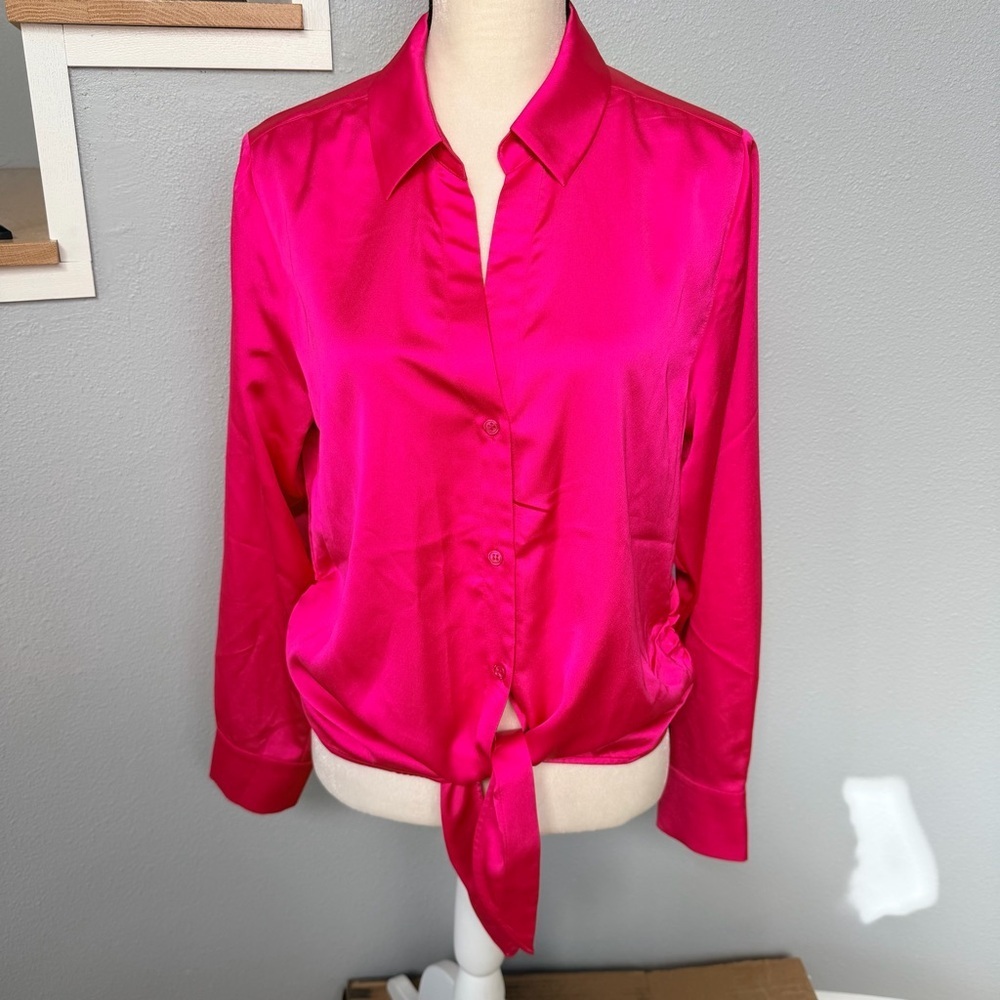 Sanctuary Hot Pink Satin Shirt